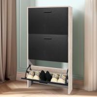Mueble zapatero de 12 pares - Estantería de gran capacidad para vestíbulo o pasillo - (ancho) 60 x (profundidad) 24 x (alto) 80 cm - Madera clara blanca - details 109