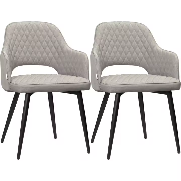 Sillas de Comedor Modernas Pack de 2 Tapizado en Tela Resalto Alto Brazo de Apoyo Patas de Acero - 1