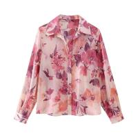 BUNO-Conjunto de dos piezas con estampado floral y manga larga para mujer, camisa informal con una hilera de botones y falda plisada de cintura alta - details 11