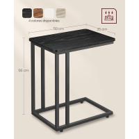 Mesa Auxiliar Moderno Mesa Lateral con Ruedas y Pies Ajustables Ideal para Dormitorio, Marco de Acero, Fácil de Montar Negro Ébano LNT050B56 - details 7