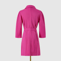 Vestido de traje informal para mujer, chaqueta de manga de tres cuartos, cuello en V, botones, Rosa S - details 10