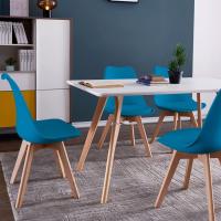 Silla Comedor escandinava, Silla Oficina Retro, Asiento Acolchado Haya Maciza (Gris, Lote 4) - details 6