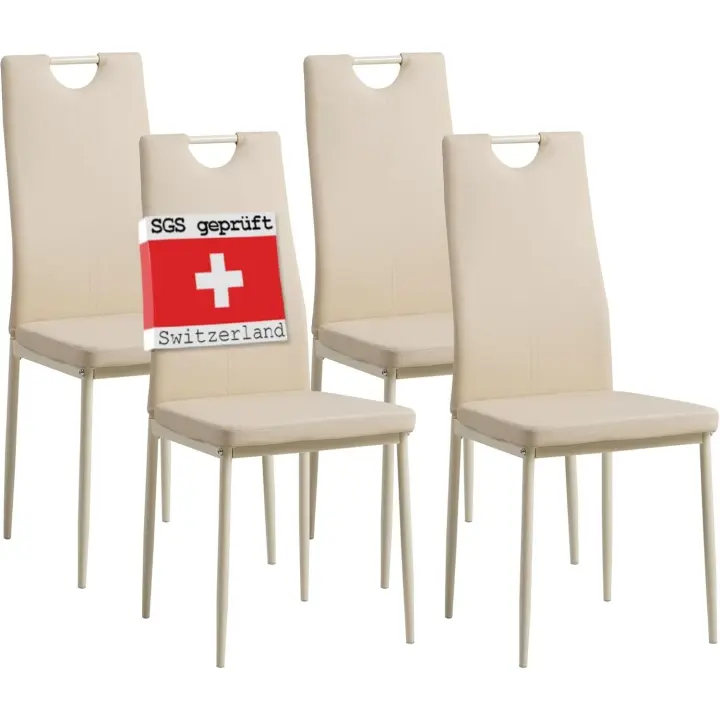 Conjunto de Silla de Comedor de Descuento Promocional Silla de Comedor Asequible con respaldar cómodo, cuero suave, duradero, fácil de limpiar, sencillo y elegante Estilo nórdico Disponible en 4 Colores - 1