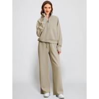 Conjunto casual de dos piezas para mujer: sudadera extragrande con media cremallera y pantalones deportivos de pierna ancha - details 38