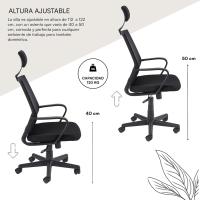 Silla de Oficina ergonómica de Piel sintética Negra, con Ruedas giratorias, reposabrazos, Altura Regulable, de Acero y Espuma Blanda, fácil de Montar y desplazar, 56x48x95 cm - details 9