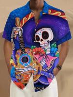 Nueva camisa hawaiana de manga corta con estampado de playa turística, adecuada para caminar por la calle, ocio, primavera y verano. - details 25