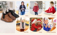 Botas de cuero antideslizantes impermeables para niño y niña, botines de trabajo para el tobillo de combate para nieve y invierno, talla US 5,5-9,5 - details 4