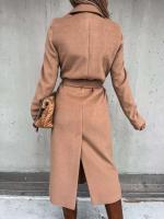 Chaqueta de lana elegante para mujer, Color sólido, manga larga, con vendaje, moda de invierno 2022 - details 5