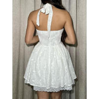 BUNO-Vestido de encaje ajustado a la cintura con cuello bajo, falda corta nueva dulce y picante con personalidad sin espalda, verano 2025. - details 5