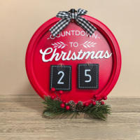 Calendario de Navidad con cuenta atrás artesanías de madera, adornos redondos, calendario de Navidad - details 1