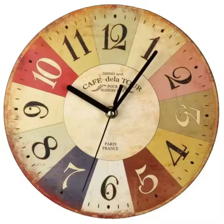 Reloj de pared silencioso de madera Vintage, diseño moderno, reloj Retro rústico Vintage, decoración para el hogar, oficina, cafetería, arte, reloj de pared grande - 1
