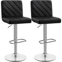 Juego de 2 Taburetes de Bar Altura Ajustable 92-113,5cm Sillas de Bar Asientos Giratorios Diseño Moderno Taburetes Altos Negro - details 0