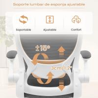 9060 Silla de oficina ergonómica con reposabrazos plegables, silla de ordenador giratoria de malla de 360 ° , gris claro - details 24