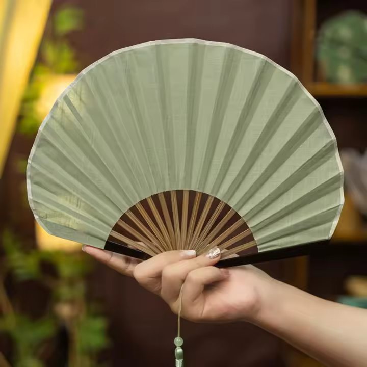 Mini abanico Retro creativo de tela de lino y algodón, abanico de mano plegable chino, abanico de mano de estilo chino suave, regalo de seguidor - 1