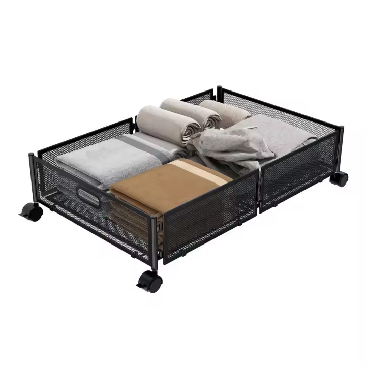 Contenedores de almacenamiento debajo de la cama de gran capacidad, edredón de Metal plegable, contenedores de almacenamiento de ropa con ruedas, ahorro de espacio - 1