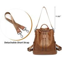 Mochilas antirobo para Mujer, mochilas escolares marrones para estudiantes, mochilas de viaje Grande de cuero para portáthil vintage impermeable para adolescentes - details 5