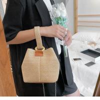 Bolso de cubo de paja para mujer, bandolera de playa Simple, de gran capacidad, a la moda - details 0