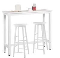 Conjunto de Mesa de Bar y 2 Taburetes, Muebles de Comedor, Mesa Alta y Taburetes de Bar, Barra Cocina y Salon, 140x40x100 cm, Metal + MDF, Roble Claro - details 30