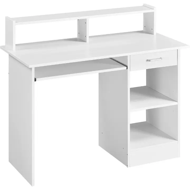 Escritorio de Escritorio Blanco Brillante 106 x 50 x 94 cm Ordenador con Estante - 1