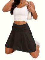 Pantalones cortos de yoga rojos de cintura alta para mujeres con bolsillos - Diseño elegante de dos tonos para deportes y actividades al aire libre, material rápido y transpirable, perfecto para correr, bailar, tenis, bádminton, golf, pantalones cortos - details 20