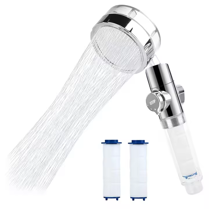 Ducha de mano antideslizante, cabezal de ducha con hélice de alta presión, sistema de filtro de tres etapas, ahorro de agua - 1