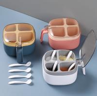 Caja de alimentación de cuatro grados artículos de cocina color crash tapa transparente con cuchara tipo de prensa condimento caja poner sal MSG condimento - details 4