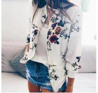 Chaqueta bomber elegante con estampado floral de primavera y otoño - details 4