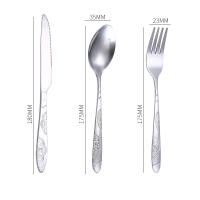 Juego de cubiertos portátiles de acero inoxidable con estuche, cuchillos para carne, tenedor, cuchara, vajilla de Camping familiar, 3 piezas - details 2