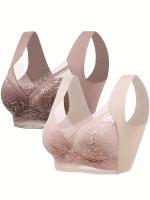 Sujetador Deportivo Para Mujer, Conjunto De 2 Piezas, Encaje De Cobertura Completa, Cómodo Y Transpirable, Bralettes Push-up - details 0