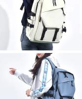 Mochila impermeable de poliéster para hombre, morral sencillo de 15 pulgadas, de Color sólido, a la moda, para ordenador de estudiante y pareja - details 11