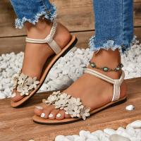 Sandalias planas con decoración de flores para mujer, zapatos de playa ligeros y cómodos, vestido Floral blanco a la moda, verano 2025 - details 12