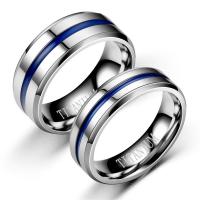 Anillo de Aleación TC4 con Ranura Azul Plano de Acero de Titanio Suave 8mm, 9mm, 10mm - details 0