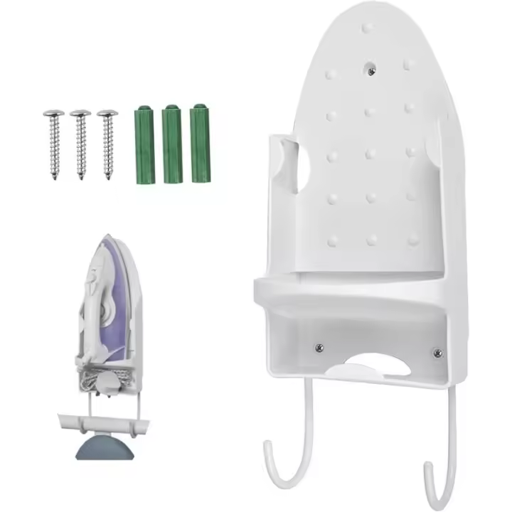 Soporte de Tabla de Hierro Montado en la Pared Organizador Blanco para Tablas de Hierro de 7" x 1" x 5" Ancho Máximo 5 pulgadas Muebles de Sala - 1
