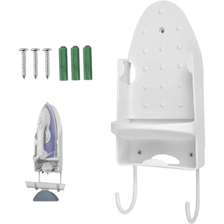 Soporte de Tabla de Hierro Montado en la Pared Organizador Blanco para Tablas de Hierro de 7" x 1" x 5" Ancho Máximo 5 pulgadas Muebles de Sala - 1
