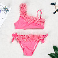 Traje de baño dividido de encaje rosa bebé para niñas, bikini para niños, ropa de baño para playa - details 2