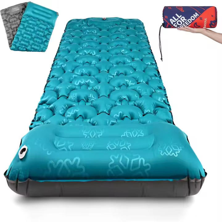 Colchoneta Autoinflable para Dormir para Acampar: Utraligero Esterilla Inflable Portatíl Colchón Individual, concon Bomba de Pie para Camping, Exteriores, Viaje - 1