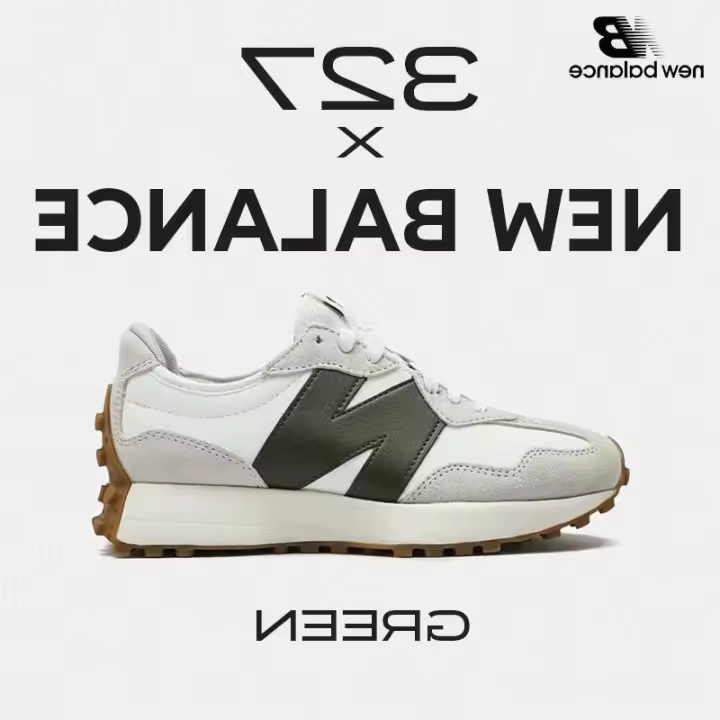 LETEN 【Promoción de descuento original auténtico】 327 Zapatillas de deporte Blanco grisáceo verde MS327ASN Pegatinas de pared deportivas informales para hombres y mujeres - 1