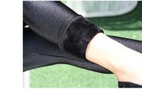 Leggings gruesos de otoño e invierno, pantalones ajustados lisos a la moda, mallas cálidas de lana para mujer, mallas informales negras brillantes de cintura alta - details 5
