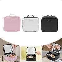 Estuche de maquillaje con espejo iluminado grande, organizador de PU con brillo ajustable, divisores ajustables, 3 escenarios de Color - details 0