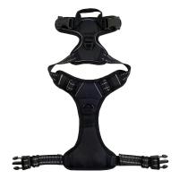 Arnés sin tirantes para perro, chaleco acolchado suave y ajustable para mascotas, color negro, 2 Clips de correa - details 5