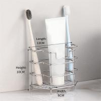 Soporte de cepillo de dientes montado en la pared para baño, 3 ranuras, organizador de accesorios de baño de acero inoxidable para espacios pequeños-A - details 5