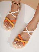 Sandalias de suela plana para mujer, zapatillas geniales, cuerda de cáñamo de imitación, suela de cáñamo falso, tira de franela, zapatillas cruzadas - details 9