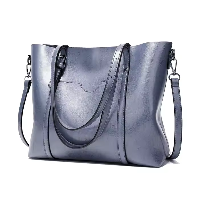 Bolsos de mujer de elegante cuero vintage de gran capacidad, bolsos de mano, bandoleras, bandoleras cruzadas, moda, cuero suave, casual - 1
