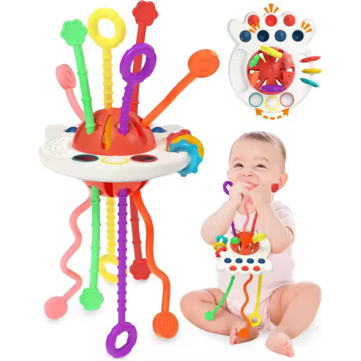Juguetes Sensoriales Montessori Yetonamr para Bebés Juguetes de Dentición de Silicona - 1