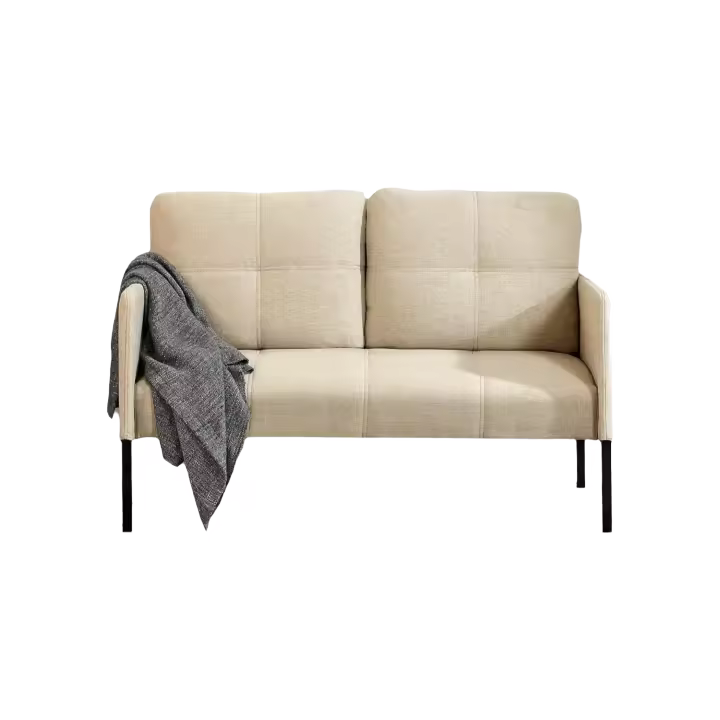 Sofá de 2 Plazas Tapizado de Poliéster y Espuma con Respaldar y Cojines de Espalda para Sala de Estar 78 x 63 x 83cm Marrón - 1