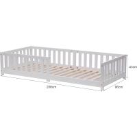 Cama de Madera Maciza de Pino Montessori 90 x 200 cm Blanco Protección contra Caídas y Somier - details 2