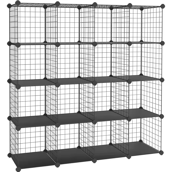 16 Compartimentos, Mueble de Metal ilustres, Armario, Organizador, Color Negro - 1