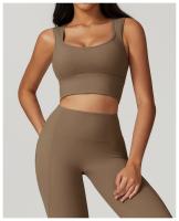Ropa interior deportiva con espalda cepillada para mujer, sujetador de Yoga antigolpes, camisetas sin mangas transpirables de secado rápido para correr, entrenamiento, ocio y Fitness - details 6