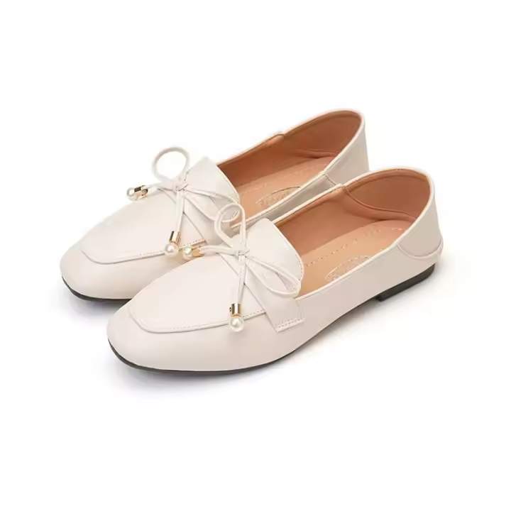 Mokasin arco plano puntiagudo colgante de metal casual zapatos de trabajo de suela suave para mujer, zapatos de lona - 1