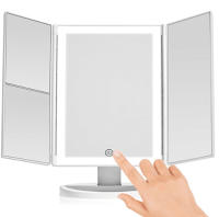 LZ1217 Espejo Cosmético, Espejo Trifold con 1x/2x/3x/10x de Aumento, Pantalla Táctil Ajustable y Barra de Luz LED, Espejo Cosmético Iluminado para Mesa - details 5